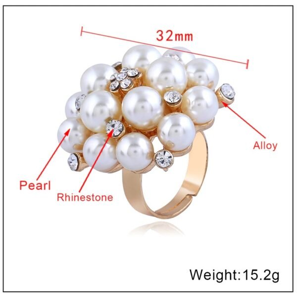 Anillo de circonita con perla de estilo coreano para mujer - Imagen 8