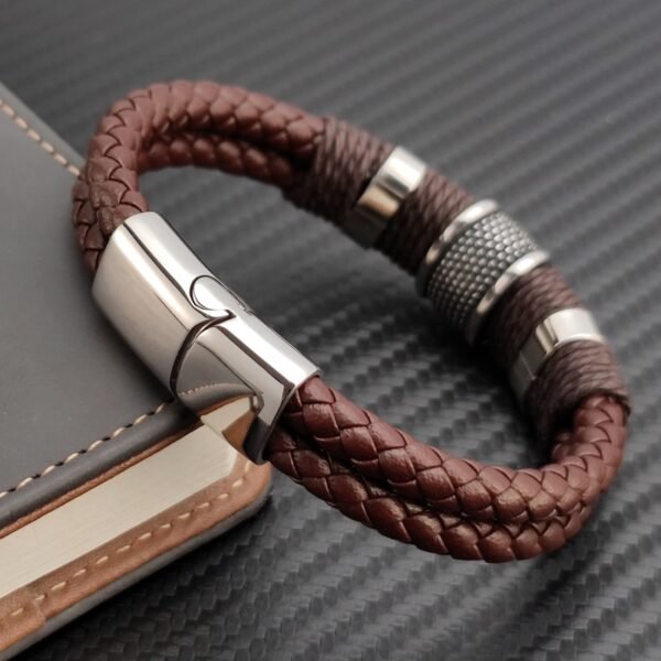 Pulsera de cuero de titanio para hombre y mujer - Imagen 9